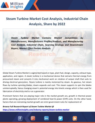 Steam Turbine Market Production Growth by Type, Price, Trend From 2017-2022