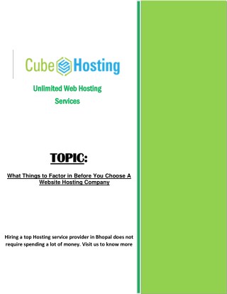 What Things to Factor in Before You Choose A Website Hosting Company