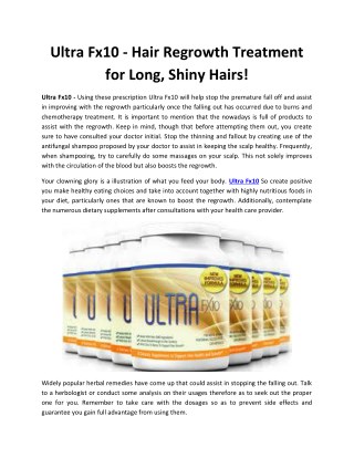 Ultra Fx10 - Provide You A Better Appearance with Natural Hairs!