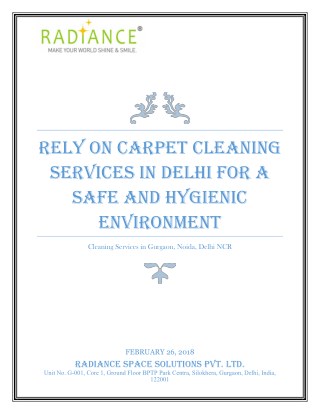Carpet Cleaning Services in Delhi for a Safe and Hygienic Environment