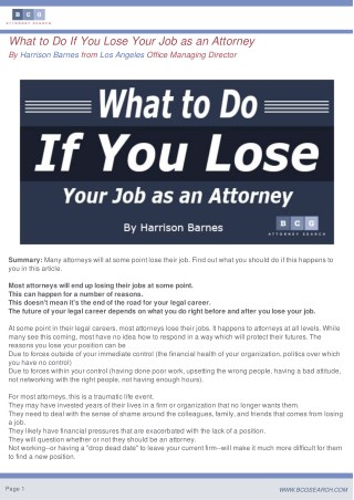 What to Do If You Lose Your Job as an Attorney