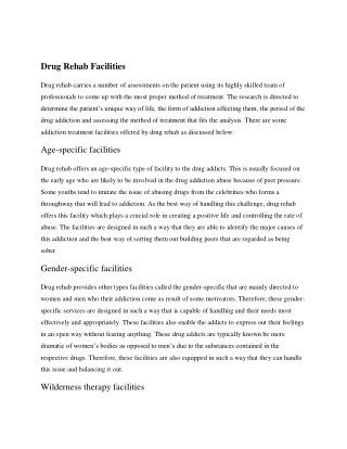 Drug Rehab Facilities