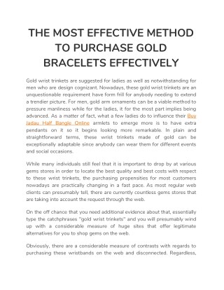 THE MOST EFFECTIVE METHOD TO PURCHASE GOLD