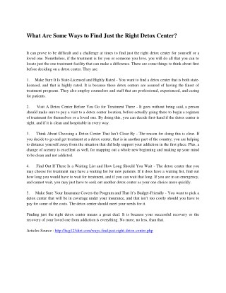 What Are Some Ways to Find Just the Right Detox Center?