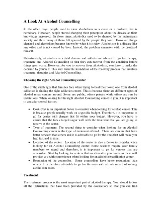 A Look At Alcohol Counselling