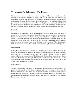 Treatments For Inhalants â€“ The Process