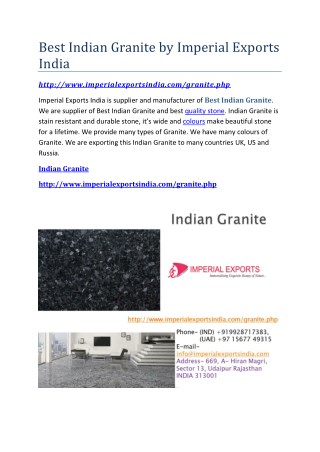 Best Indian Granite by Imperial Exports India