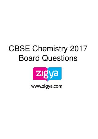 CBSE Chemistry 2017 Board Questions