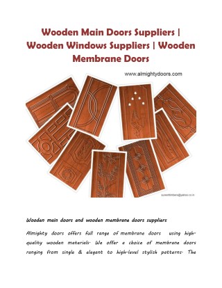 Wooden Main Doors Suppliers | Wooden Windows Suppliers | Wooden Membrane Doors