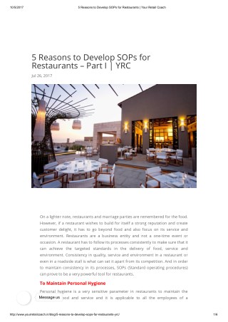 5 Reasons to Develop SOPs for Restaurants â€“ Part I