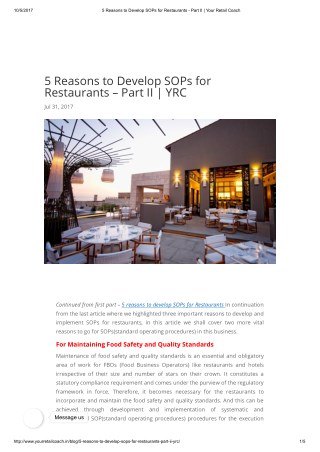 5 Reasons to Develop SOPs for Restaurants â€“ Part II