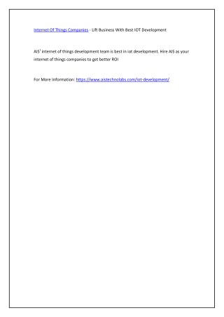 Internet Of Things Companies - Lift Business With Best IOT Development