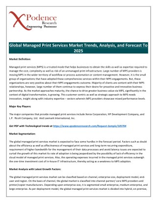 Managed Print Services Market: Provide Assurance to the Consumers for Safe and Quality