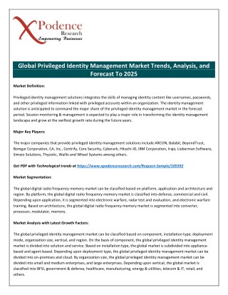 Privileged Identity Management Market - The Biggest Trends to watch out for 2018-2025