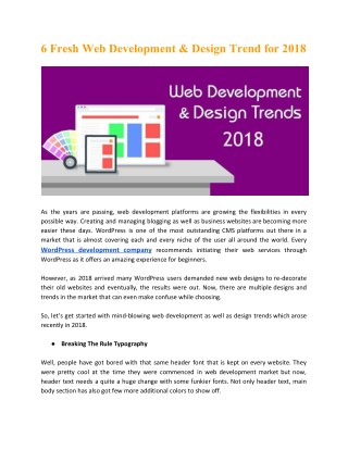 6 Fresh Web Development & Design Trend for 2018