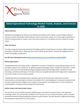 Now Available - Worldwide Operational Technology Market Report 2018-2025