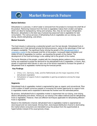 Dehydrated Fruits & Vegetables Market