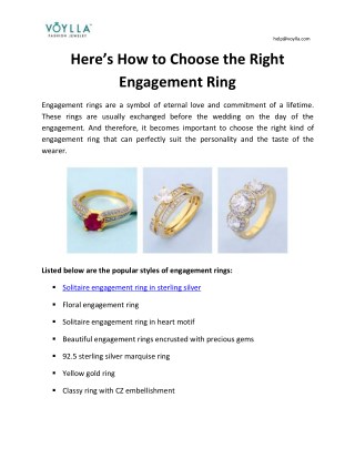 Hereâ€™s How to Choose the Right Engagement Ring
