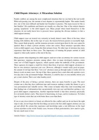 Child Dispute Attorneys: A Miraculous Solution