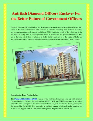 Antriksh vaikunth officers enclave is a society based project residential by antriksh group under land pooling policy an