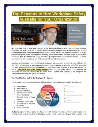 Workplace Safety Australia