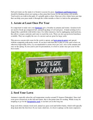 8 Tips to Protecting Your Lawn in the Fall and Winter