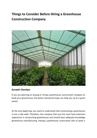 Things to Consider Before Hiring a Greenhouse Construction Company