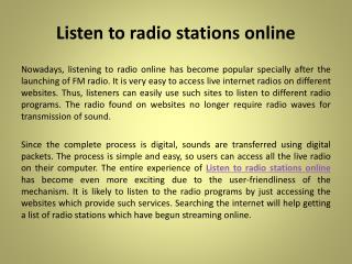 Online Streaming Radio Stations to Listen Your Favorite Music