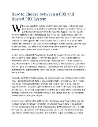 How to Choose between a PBX and Hosted PBX System