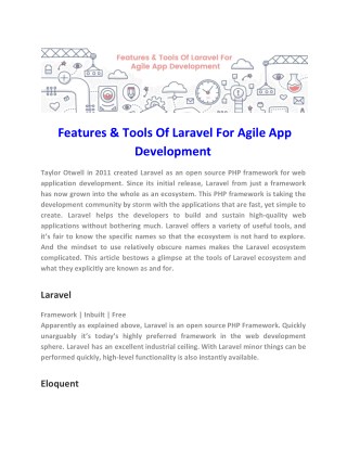 Features & Tools Of Laravel For Agile App Development