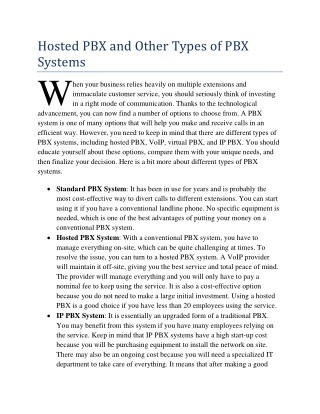 Hosted PBX and Other Types of PBX Systems