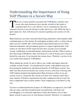 Understanding the Importance of Using VoIP Phones in a Secure Way
