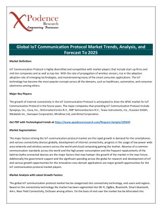 IoT Communication Protocol Market to Receive Overwhelming Hike in Revenues by 2025