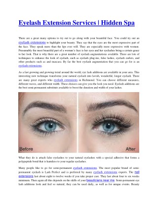 Eyelash Extension Services | Hidden Spa Salon in Downtown Burr Ridge, USA