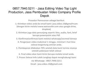 0857.7940.5211 - Jasa Editing Video , Jasa Video Shooting Depok