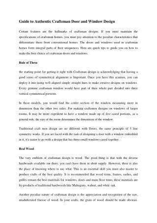 Guide to Authentic Craftsman Door and Window Design