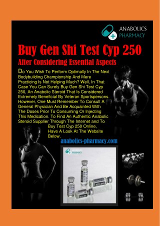 Buy Gen Shi Test Cyp 250 After Considering Essential Aspects