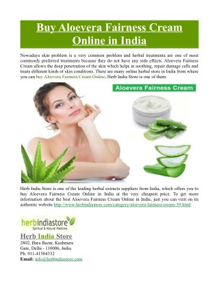 Buy Aloevera Fairness Cream Online