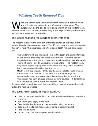 Wisdom Teeth Removal Tips
