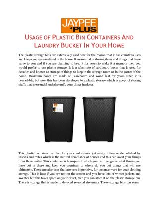 Buy Laundry Bucket Online- Jaypee Plus