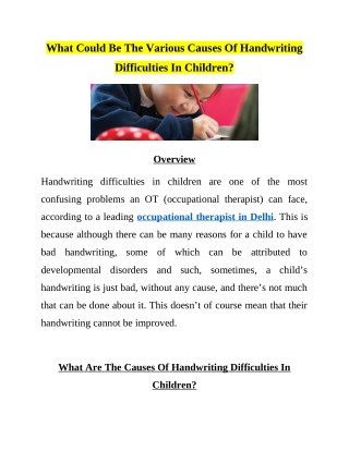 What Could Be The Various Causes Of Handwriting Difficulties In Children?