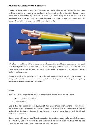 Multicore Cables: Usage & Benefits