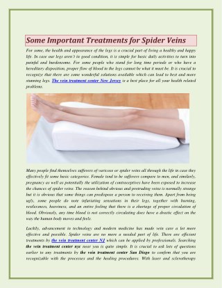 Some Important Treatments for Spider Veins