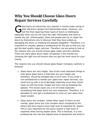Why You Should Choose Glass Doors Repair Services Carefully