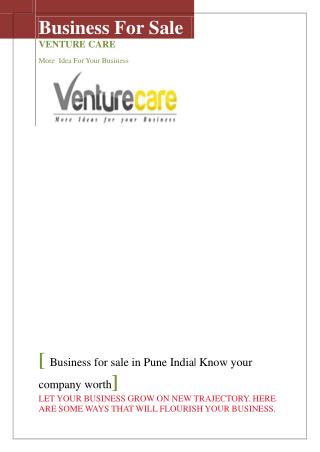 Business for sale-Venture care| Know your company worth