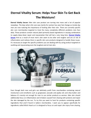 Eternol Vitality Serum: Age Defying Natural Formula For Men!
