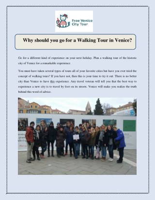 Why should you go for a Walking Tour in Venice?