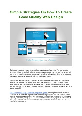 How To Create Good Quality Web Design