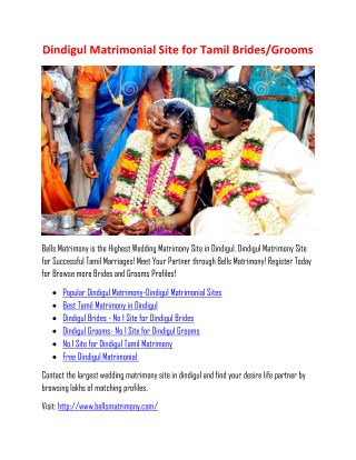 Dindigul Matrimonial Site for Happy Weddings