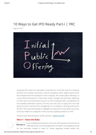 10 Ways to Get IPO Ready Part-I | YRC